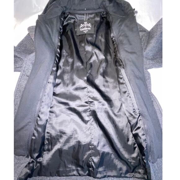 Express Wool Blend Double Breasted Coat with Zip-Out Hoodie - Men's Size S - Picture 7 of 14